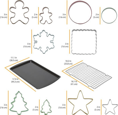 Chicago Metallic 12 Piece Holiday Baking Set, For Making Cookies, Cutting Sandwiches, Fruit, or Fudge, Creating Crafts and More