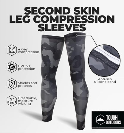 Tough Outdoors Leg Compression Sleeve - Leg Sleeves for Men & Women - Compression Calf Sleeves - Basketball Football Cycling