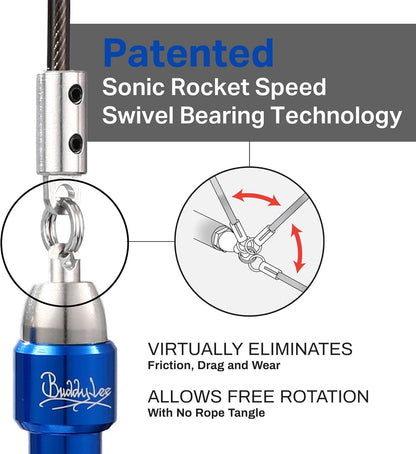 Buddy Lee Aero Speed Jump Rope 2.0 Upgraded Version with Sonic Rocket Speed Swivel Bearing | Tangle-Free & Adjustable Jump Rope for Men & Women - For Fitness, Double-Unders, and Cross-Training
