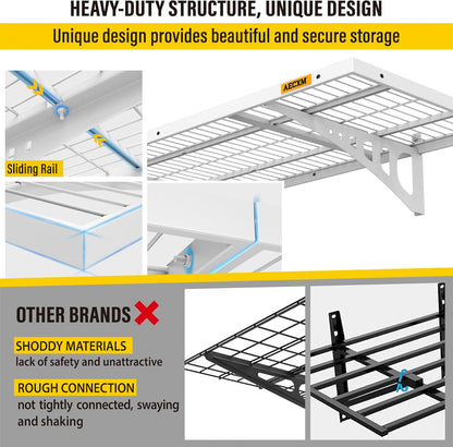 1.64x4ft 4Pack Wire Shelving Unit Heavy Duty Garage Storage Shelves Wall Mounted White 1120lbs Load Capacity（20-inch-by-48-inch）