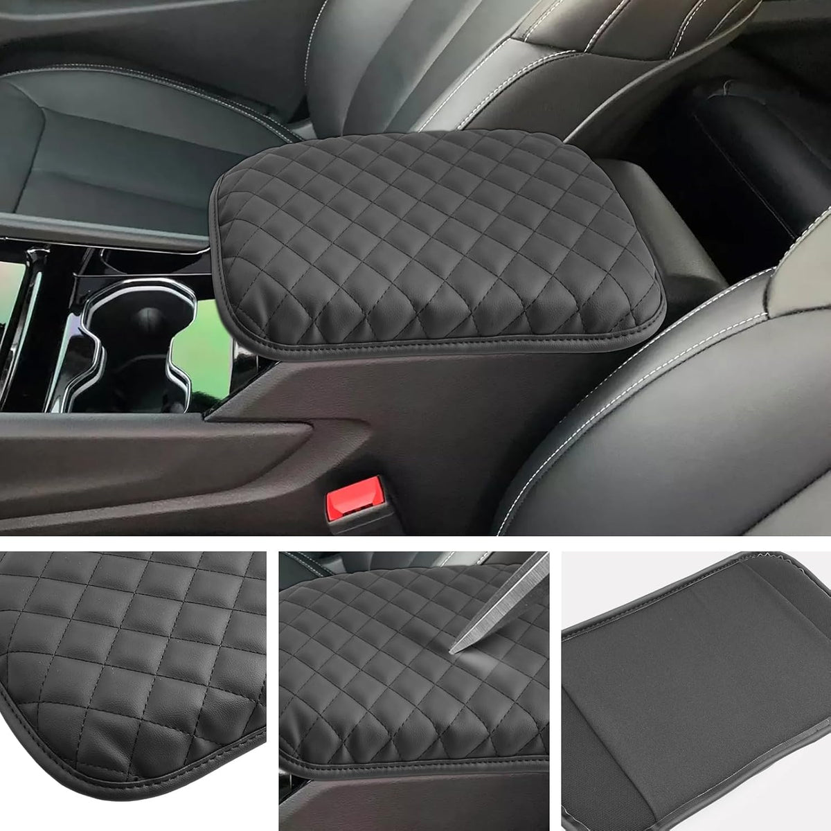 SXCY for 2022-2025 Grand Cherokee Armrest Cover for Jeep Grand Cherokee 2025 Accessories 2024 Grand Cherokee Console Cover 2025 Grand Cherokee Middle Console Cover(Checked Pattern Thickened)
