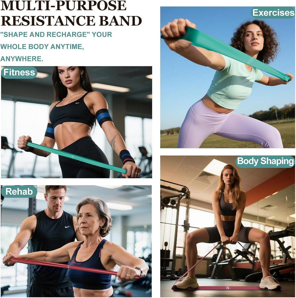 Resistance Bands Set – 5-Level Exercise Bands for Physical Therapy/Yoga/Pilates/Strength Training/Home Fitness Loop Bands with Portable Storage Bag