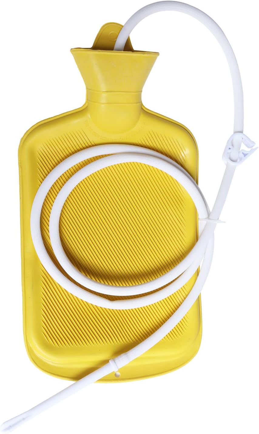 Abyclean Enema Bag Kit Rubber Anal Douche Vaginal Douche Enema Cleaner for Women’s or Man’s Health (Yellow, 2L)