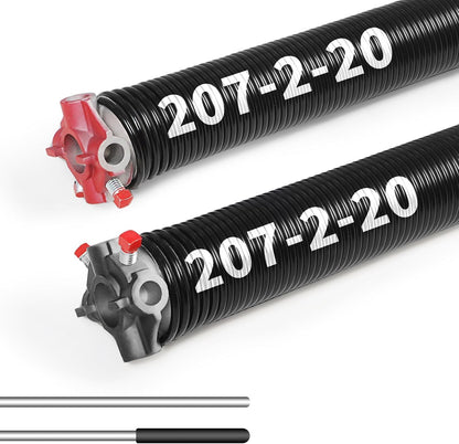 Pair of 2"Garage Door Torsion Springs Set with Non-Slip Winding Bars, Electrophoretic Coated (0.207X2"X20")