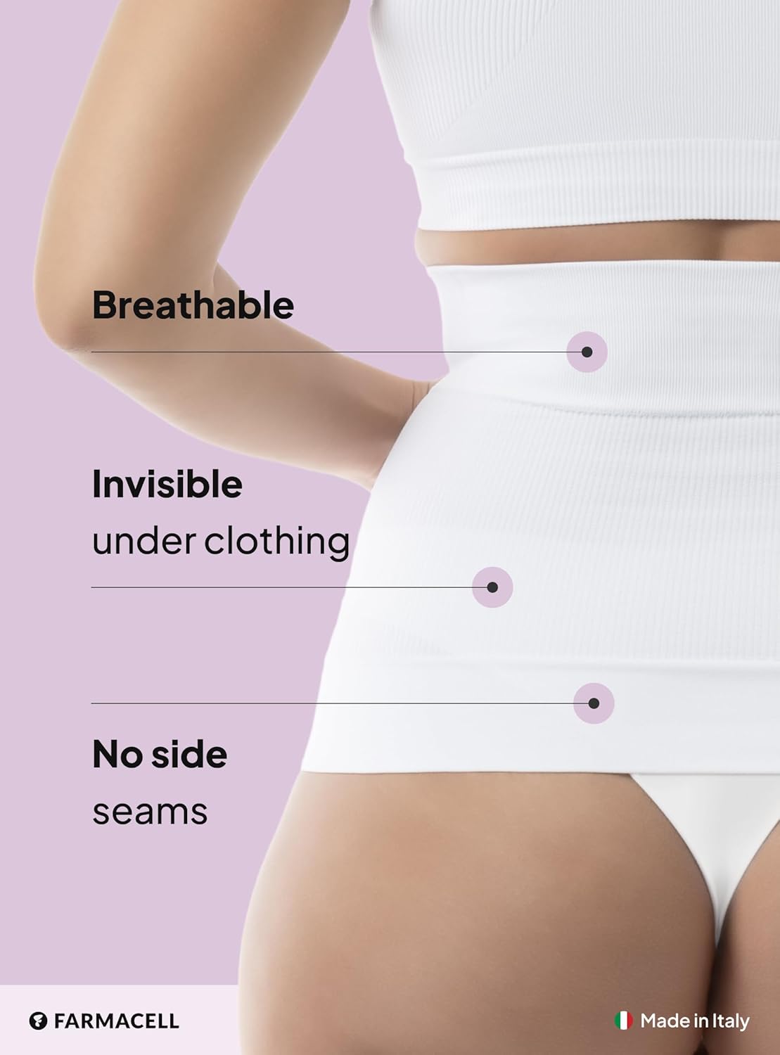 Farmacell Waist Trainer for Women 605 Made in Italy - Seamless Shapewear Tummy Control - Slimming Corset Shapewear