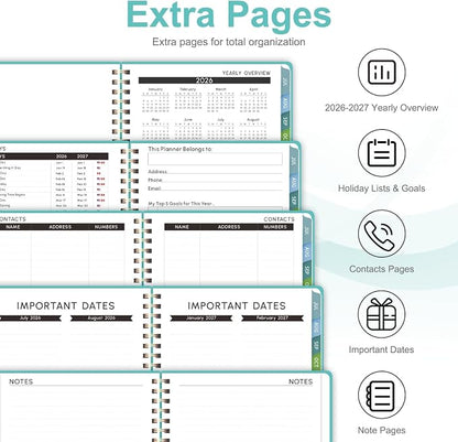 Planner 2026-2027, Weekly and Monthly Academic Year Calendar Planner, July 2026 - June 2027, Daily Agenda Book for Office School Supplies, Letter Size(8.5'' x 11'')