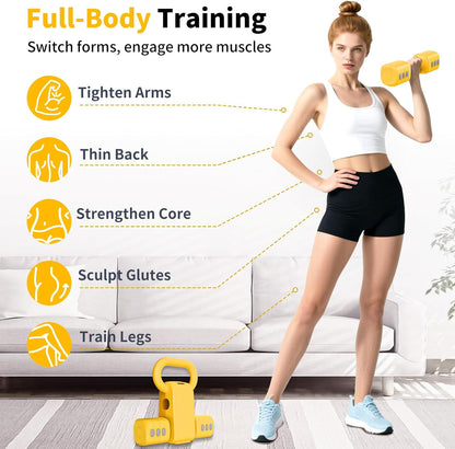 2-in-1 Adjustable Dumbbells Set, 4 Levels Weight Dumbbells Set for Women Men, Each 2.2/3.3/4.4/5.5lb Hand Weights with Kettlebell Form for Home Gym Exercise Training