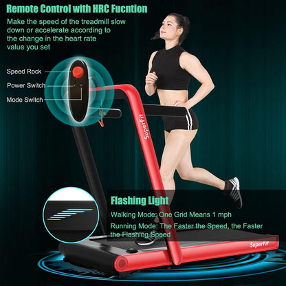 GYMAX Walking Pad, 4.75HP Under Desk Treadmill with LED Touch Screen, App Control, Built-in Speaker & Handle, 2 in 1 Folding Compact Portable Treadmill for Home Small Space