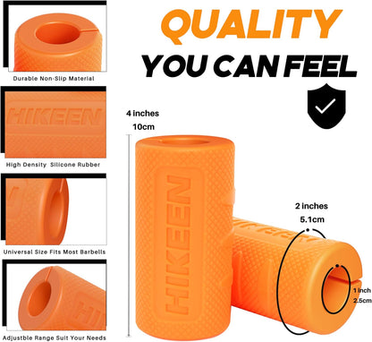 Hikeen Thick Bar Dumbbell Grips,Non Slip Hard Rubber Barbell Grips,Grips for Weight Lifting, Muscle Building-1.77", 2", 2.25" & 2.75" Outer Diameter