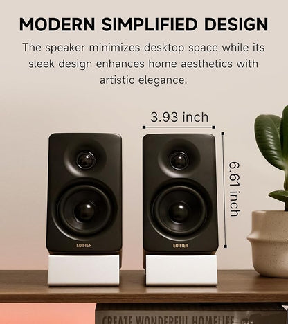 Edifier M60 Multimedia Speaker Bluetooth 5.3, 66W RMS, Hi-Res Audio & Hi-Res Wireless Audio, LDAC,3" Mid Bass & 1" Tweeter, USB-C & Aux Inputs, Compact Desktop Speaker – Classic Oak