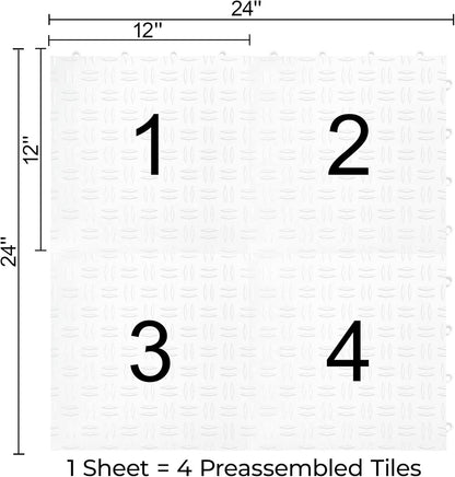Big Floors GarageTrac Diamond, Interlocking Non-Slip Garage Flooring Tile, Durable, Modular, Heavy-Duty Copolymer, Easy Install (White, 48 Pack of 12 x 12" Tiles)