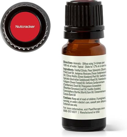 Plant Therapy Nutcracker Holiday Essential Oil Blend 10 mL (1/3 oz) Warm, Woody, and Festive Aroma, Relaxing & Uplifting, Perfect for Cozy Holiday Moments