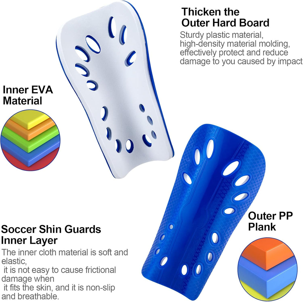 ANCIRS 2 Pair Soccer Shin Guards for Youth, Breathable Shin Guard Sleeves for Football Games, Protective EVA Cushion for Youth Men & Women