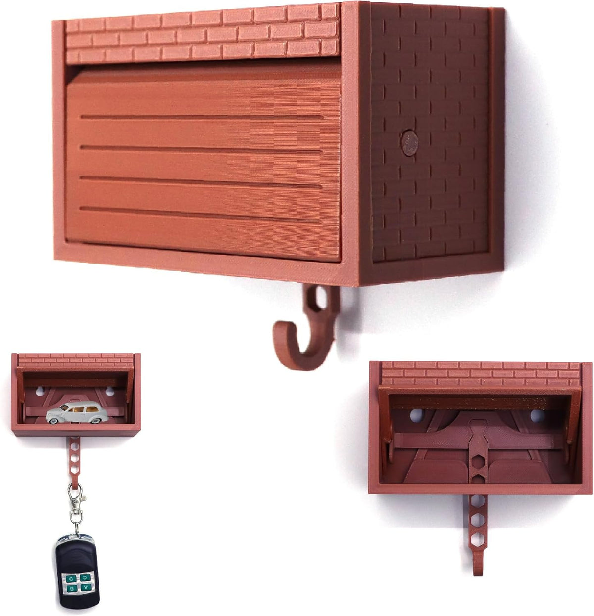 Wall-Mounted Car Display Key Holder, Decorative Garage Model Design, Multiple Colors（No Car） (Brick-White(No Car)