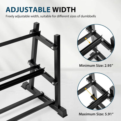 Dumbbell Rack, Bongkim Dumbbell Set with Rack Stand, Dumbbells Weights Rack for Home Gym, Weight Rack for Dumbbells, Kettlebells, and Weight Plates 1100LBS