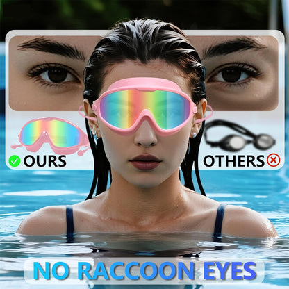 Adult Swimming Goggles for Women Men,No Leak No Fog Wide View, Sunglass Goggle with Earplugs and Nose Clip
