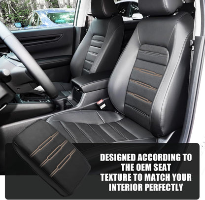 Muslogy Center Console Cover Compatible with 23 24 2025 2026 Honda CR-V Accessories CRV Hybrid LX EX EX-L Sport Touring Armrest Cover Lid Cushion Protector Vegan Leather Extra Soft(Black/White Trim)