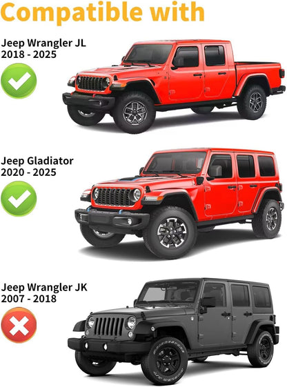 in-Channel Window Rain Guards Fit for Truck Jeep Wrangler JL 2018-2025 and Gladiator 2020-2025 Extra Durable Window Visors Window Deflectors Vent Visors Vent Shades Car Accessories-4 pcs