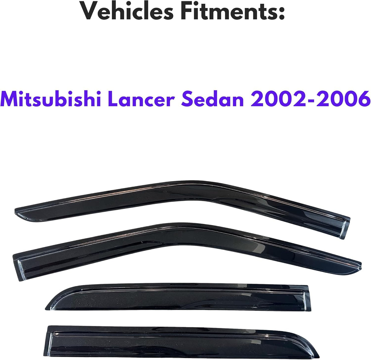 KPY Window Visor Compatible with Mitsubishi Lancer Sedan 2002-2006, 4PC Rain Guard Side Window Vent Deflectors Tape-On Mugen Style, 2002 2003 2004 2005 2006