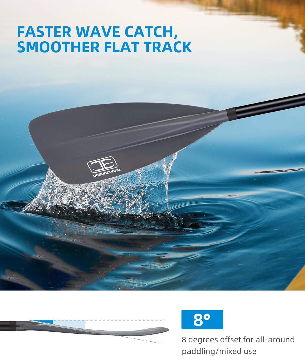 OCEANBROAD SUP Paddle - Adjustable Stand-Up Paddle for Paddleboard Kayak, Adjustable Aluminum Alloy Shaft with Reinforced Nylon Blades