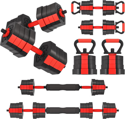 VIVITORY Dumbbell Sets Adjustable Weights, Free Weights with Connector, Non-Rolling Adjustable Dumbbell Set, Barbell for Home Gym, Hexagon, Cement Mixture