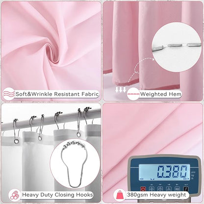 Pink Bathroom Accessories, 24 Pieces Pink and Gold Bathroom Accessories Set with Shower Curtain, Bath Towels, Trash Can, Soap Dispenser and Soap Dish for Bathroom/Housewarming