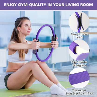 Ideal Swan Pilates Ring Essentials Kit for Women, Home Workout Equipment Set with 9.8” Ball, Resistance Bands, Accessories, Pilates Set for Legs Arms and Thighs（13 PCS）