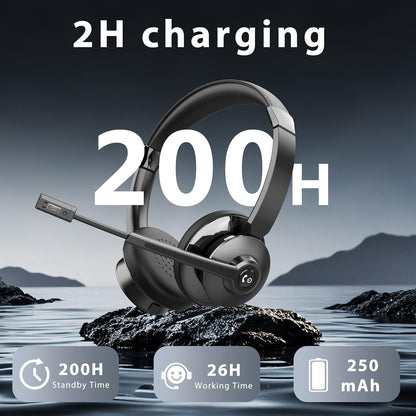 Wireless Headset，Bluetooth Headset with Microphone Noise Cancellation Wireless Headphones with USB Dongle Connection and Microphone Mute for PC/Laptop/Smartphone/Teams/Home