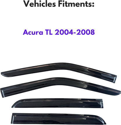 KPY Window Visor Compatible with Acura TL 2004-2008, 4PC Rain Guard Side Window Vent Deflectors Tape-On Mugen Style, 2004 2005 2006 2007 2008