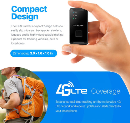 Amcrest GPS GL300 GPS Tracker for Vehicles (4G LTE) - Portable Mini Hidden Real-Time GPS Tracking Device for Vehicles, Cars, Kids, Pets, Assets, Text/Email/Push Alerts, Twin Magnet Weatherproof Case