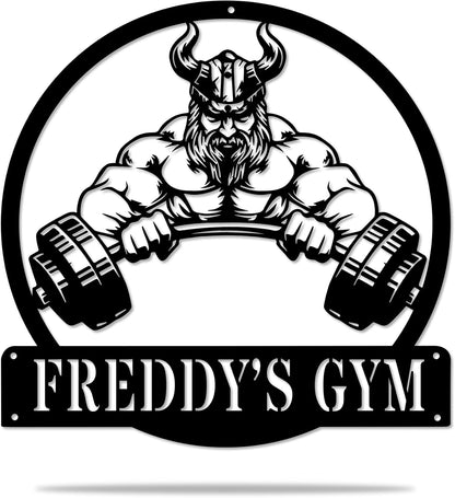 Custom Name Gym Metal Sign Personalized Fitness Wall Art Decor for Home, Workout Room, Garage, Powerlifting Center, Motivational Gift for Women, Men, Dad, Papa, Grandpa, Mother, Sister, Girls