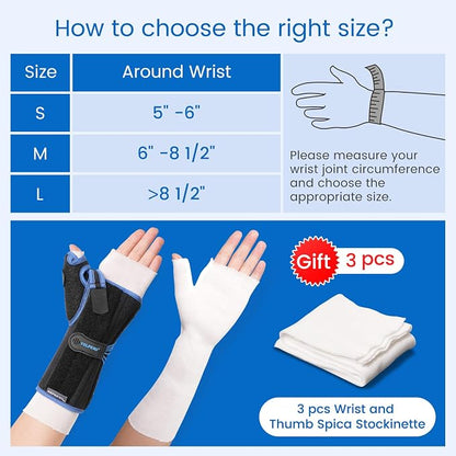 Velpeau Carpal Tunnel Wrist Brace with Thumb Stabilizer Night Support, Stabilizes Wrist Thumb Joint, Pain Relief for Tendonitis, De Quervain's Tenosynovitis, Arthritis (Drawstring, Left Hand, L)