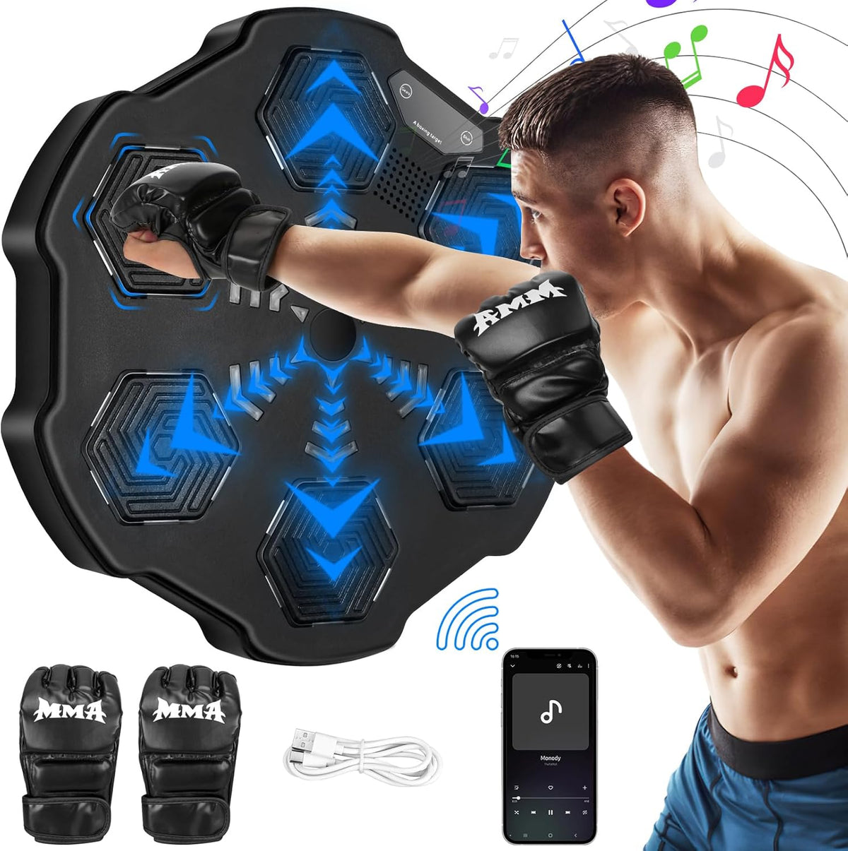 Electronic Boxing Workout Machine, Intelligent Boxing Target, Smart Music Boxing Machine, Home Wall Mounted Boxing Game Trainer, Boxing Punching Equipment for Adults and Kids in Home and Gym