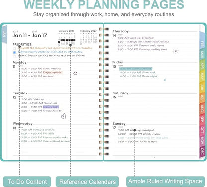 2027 Planner, Weekly and Monthly Calendar Planner Book, JAN 2027 - DEC 2027