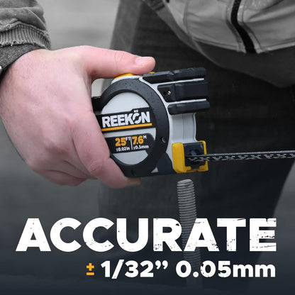 REEKON T1 Tomahawk Digital Tape Measure - Professional Accurate Measuring Tool, Green Laser, E-Paper Measuring List, Measurements Shared Over Bluetooth, Replaceable Blades