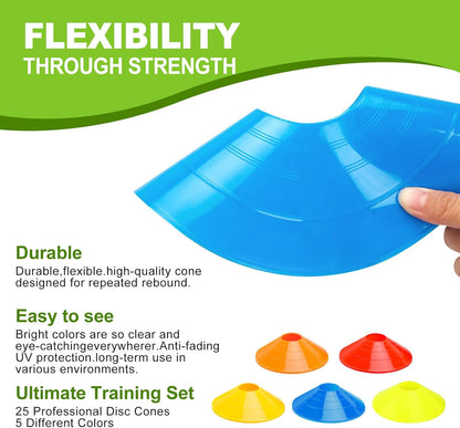 Ashsajkd(Set of 25/50/100 - Agility Soccer Cones with Carry Bag and for ， Football Cones for TrainingFootball, Basketball, Coaching, Agility Cones for Indoor and Outdoor Games