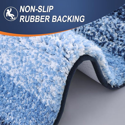 OLANLY Bathroom Runner Rugs Mat 59x24, Extra Soft Absorbent Microfiber Bath Rugs, Rubber Backing, Quick Dry, Washable Long Bath Mats for Bathroom Floor, Tub and Shower, Home Decor Accessories, Navy