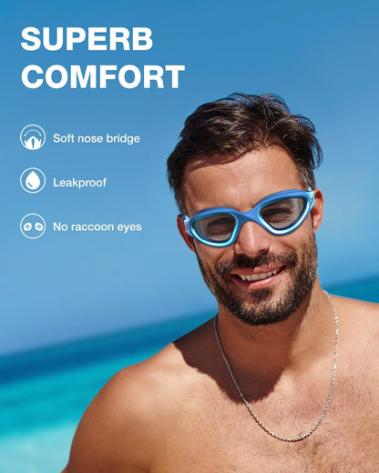 ZIONOR Swim Goggles, G1 MAX Polarized Anti-Fog Swimming Goggles for Men Women