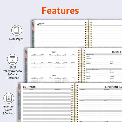 SUNEE 2027 Appointment Book, Quarter-Hourly, Weekly Monthly Planner, 8.5"x11",Navy Flower