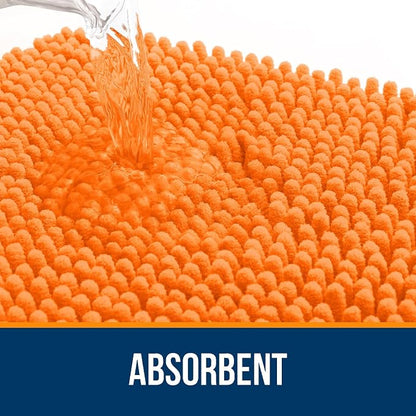 OLANLY Large Bathroom Rugs 40x32, Extra Soft Absorbent Chenille Bath Rugs, Rubber Backing Quick Dry, Machine Washable Bath Mats for Bathroom Floor, Tub and Shower, Home Decor Accessories, Orange
