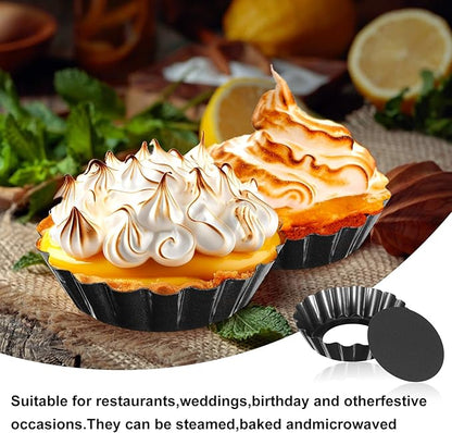 20 Packs Mini Tart Pans Removable Bottom 3 Inch Tart Pan Round Fluted Nonstick Quiche Pie Pan Loose Bottom for Tartlets Dessert Baking