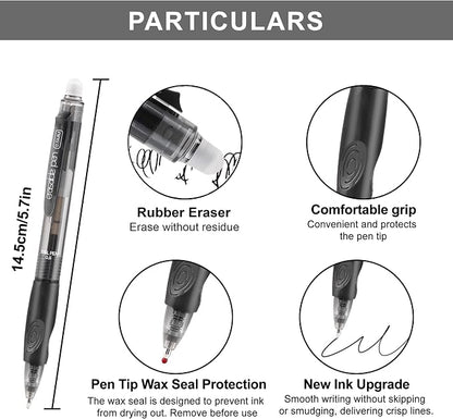 USUAL 54 Pack Retractable Erasable Gel Pens Clicker, Black Blue Red Ink for Planners,Fine Point(0.5mm),Make Mistakes Disappear, Premium Comfort Grip, Smooth Writing Pen Office Back-to-School Supplies