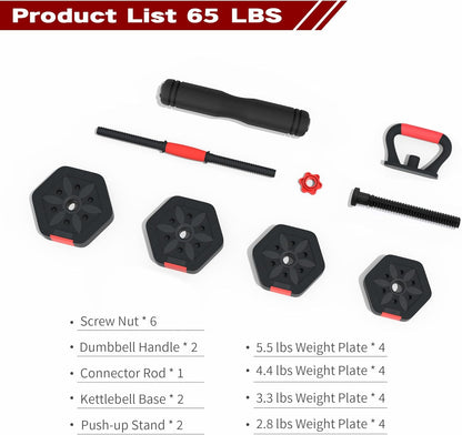 VIVITORY Dumbbell Sets Adjustable Weights, Free Weights with Connector, Non-Rolling Adjustable Dumbbell Set, Barbell for Home Gym, Hexagon, Cement Mixture