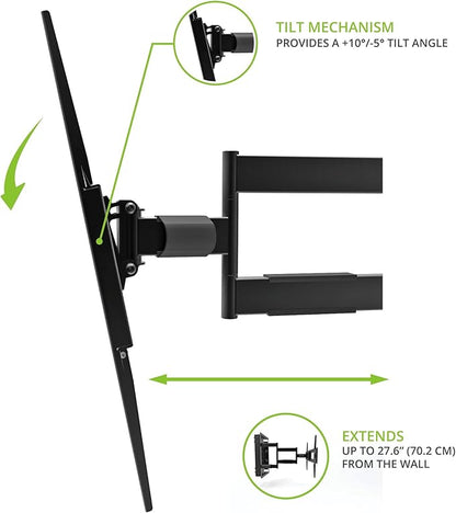 Kanto R500 Recessed In-Wall Full Motion Articulating TV Mount for 46-inch to 80-inch TVs | Ultra Low Profile | Swivel and Tilt Capable | Cable Management for Clean Setup