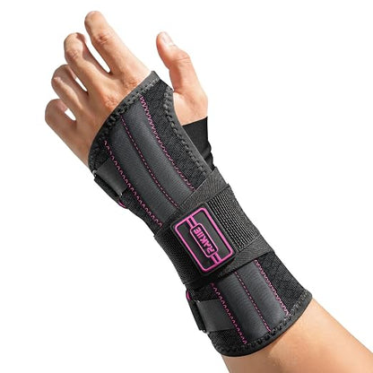 Rakiie Upgraded Carpal Tunnel Wrist Brace, Night Sleeping Support for Arthritis, Sprain & Tendonitis Pain Relief, Flexible 3-Bar Support, Breathable Hand Splint for Typing, Work & Housework, Fit for Men & Women (Pink, Medium, Left Hand)
