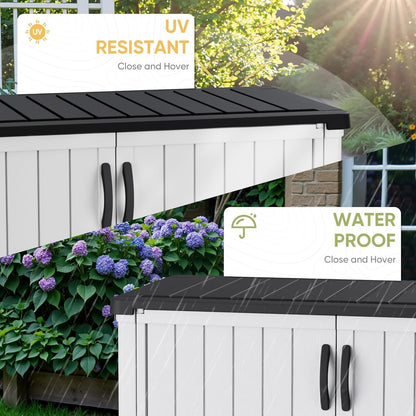 Devoko 50 Cu Ft Outdoor Storage Cabinet - Waterproof Vertical Shed for Patio, Garden & Deck, Heavy-Duty Tool Storage Box for Cushions, Accessories & Equipment, Durable & Weather-Resistant (White)