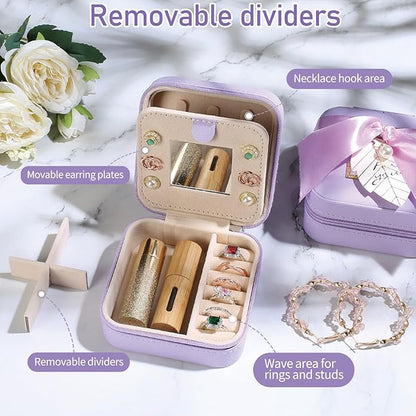 AYGXU Travel Jewelry Box for Women and Girls - Small Case With Initial A-Z - Teacher Gifts