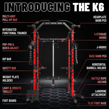Mikolo Power Cage, Power Rack with Cable Crossover System, 1500LBS Squat Rack with LAT Pull Down System, Workout Cage with Pulley System for Fitness Home Gym