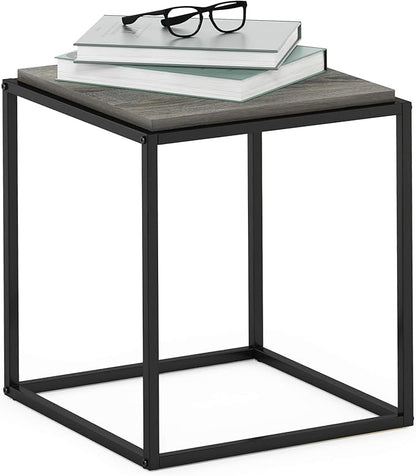 Furinno Moretti Cube Modern Stackable End Table Shelf, French Oak Grey