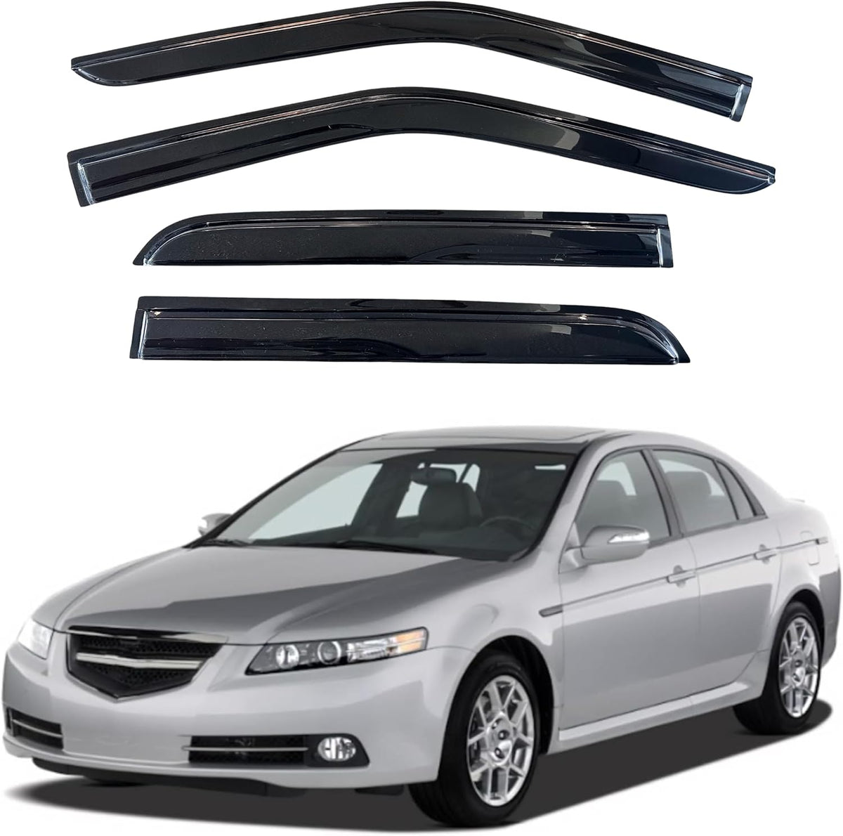 KPY Window Visor Compatible with Acura TL 2004-2008, 4PC Rain Guard Side Window Vent Deflectors Tape-On Mugen Style, 2004 2005 2006 2007 2008